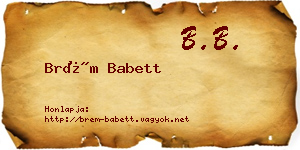 Brém Babett névjegykártya
